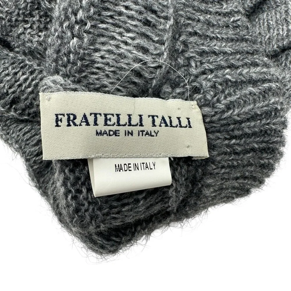 Fratelli Talli Italy‎ Grey Acrylic Wool Mohair Blend Ribbed Beanie